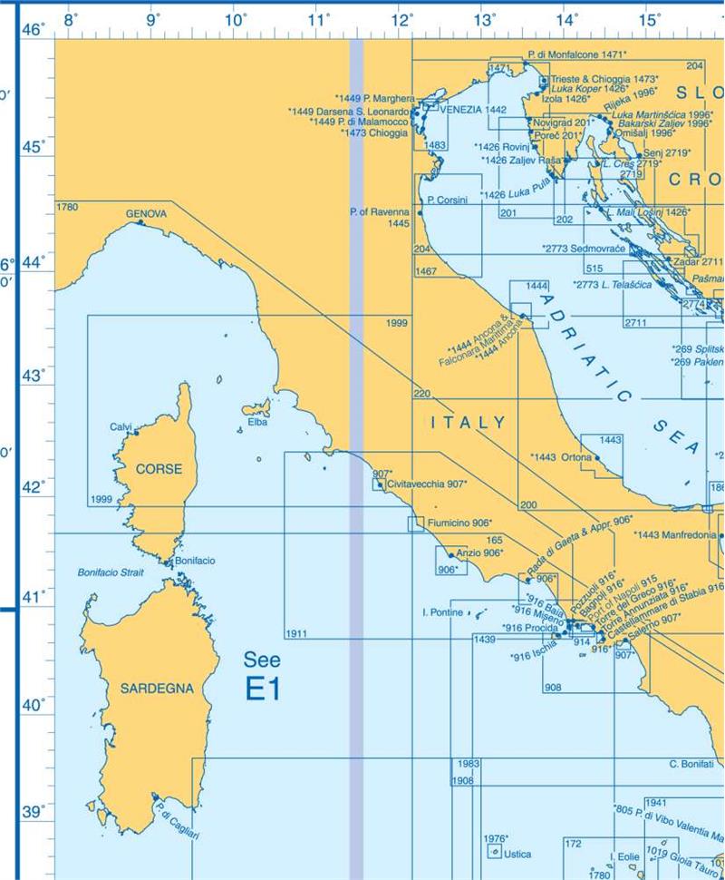 Admiralty Charts - Central Mediterranean Sea and Adriatic Sea E2 57-4