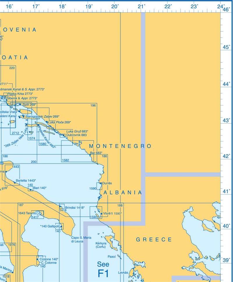 Admiralty Charts - Central Mediterranean Sea and Adriatic Sea E2 57-5