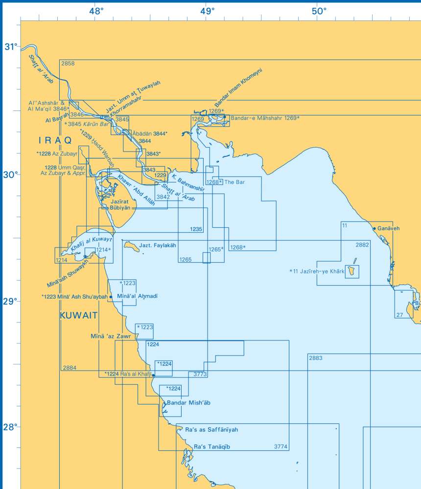 Admiralty Charts - Gulf of Oman to Shaft Al'arab H3 75