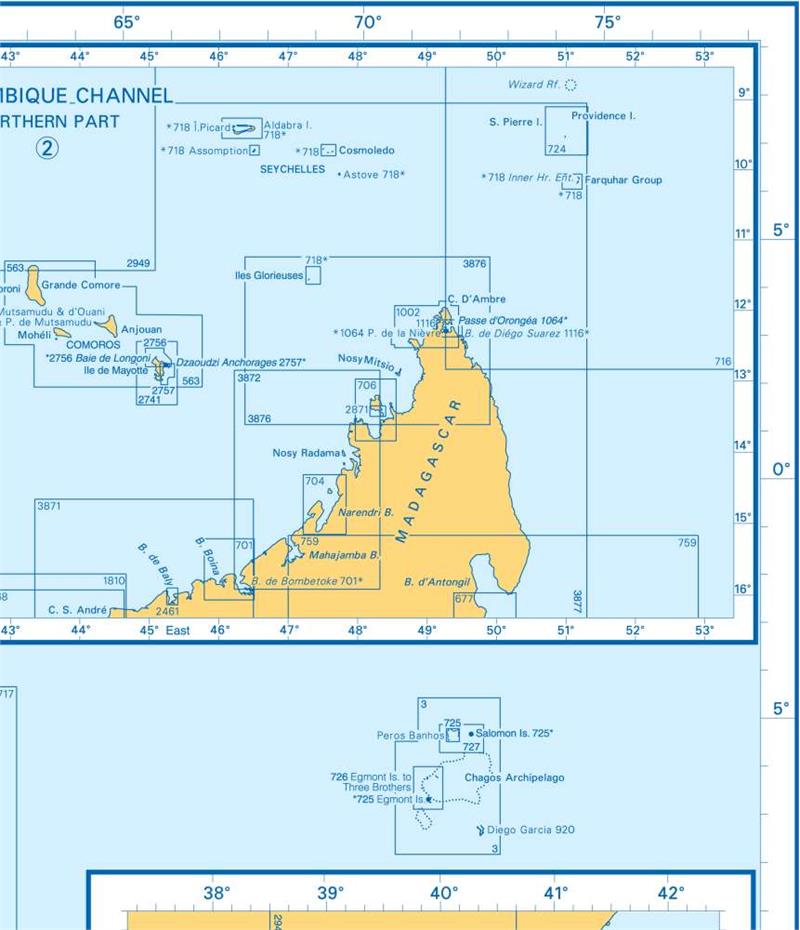 Admiralty Charts Africa (mozambique To Somalia) And Indian Ocean (southern) H 69-5