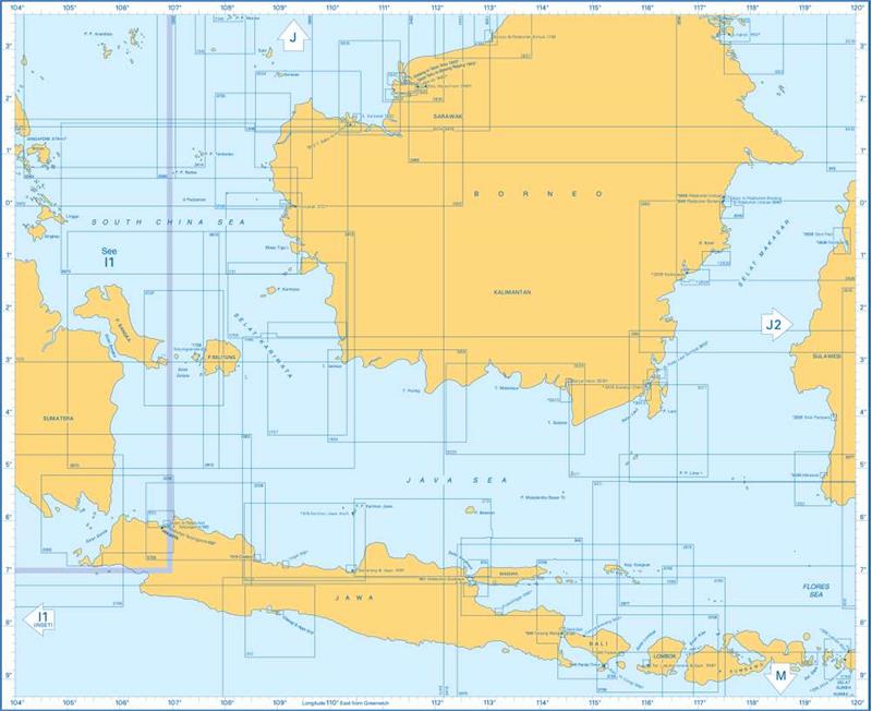 Admiralty Charts Borneo And Jawa J1 85-1