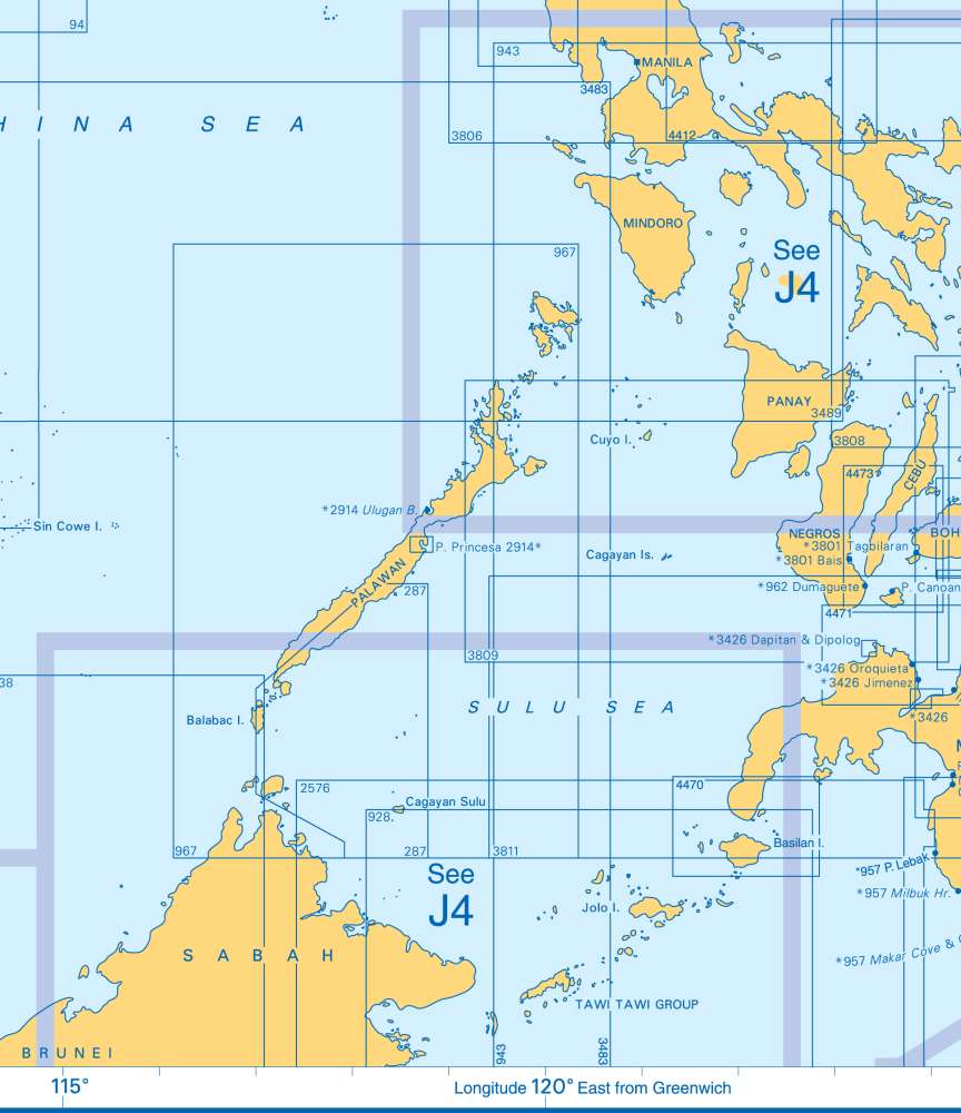 Admiralty Charts - South China Sea and Philippines J3 89