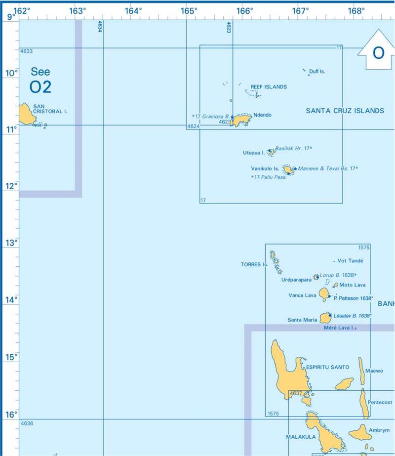 Admiralty Charts Nouvelle-Caledonie, Vanuatu  (New Hebrides) and Santa Cruz Island N1 109-3