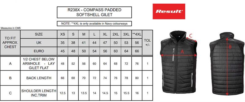 Result Black Compass Padded Softshell Gilet R238X-3