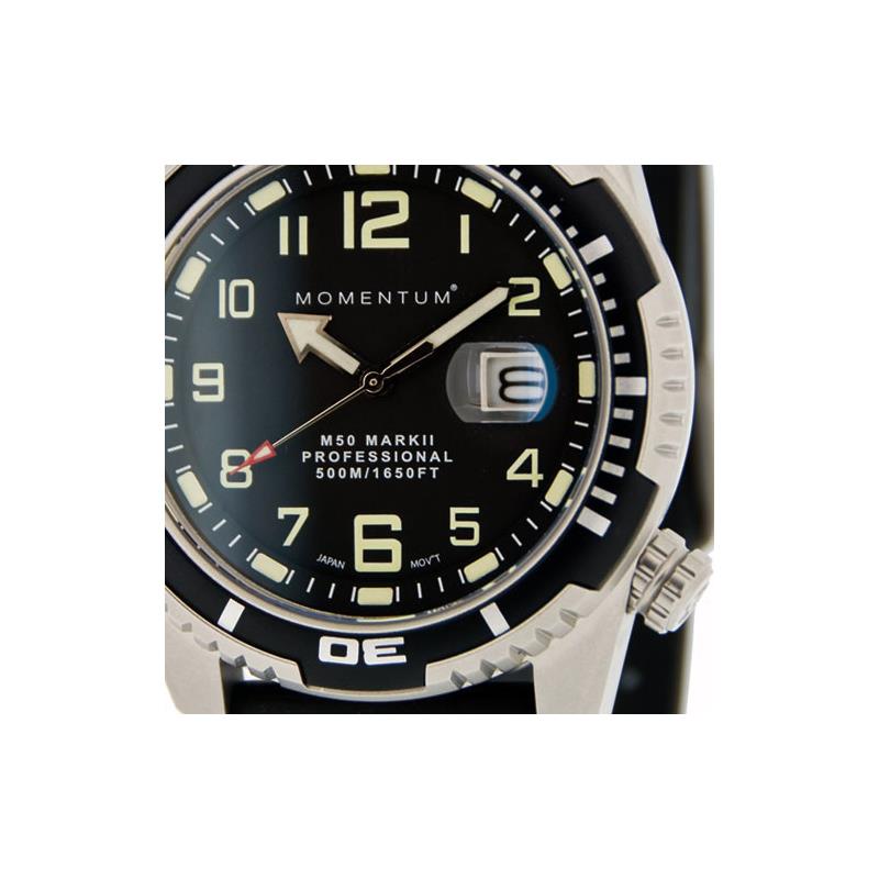 Momentum M50 Mark II Stainless Steel Diving Watch with Black Rubber Strap-2