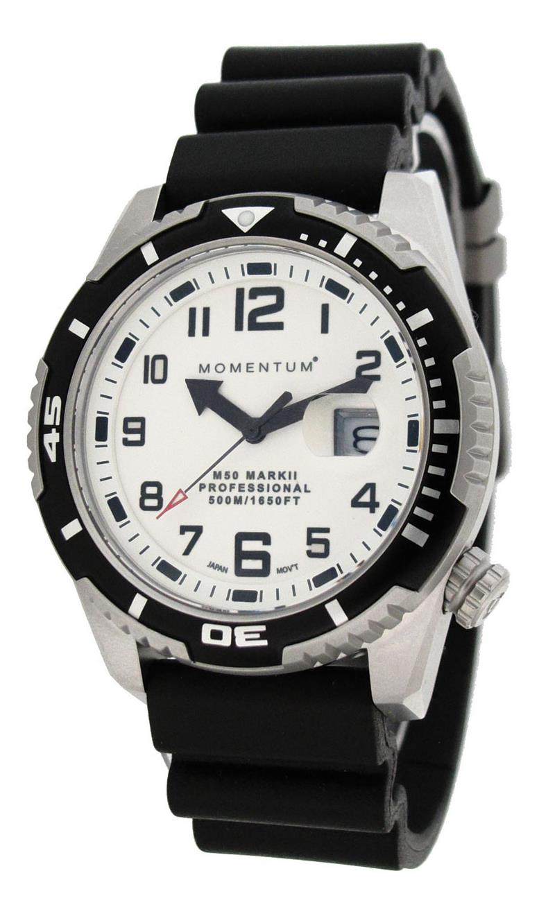 Momentum M50 Mark II Stainless Steel Diving Watch with Black Rubber Strap-3