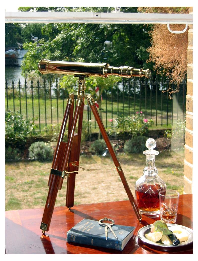 Harbour Master Brass and Wood Telescope-4